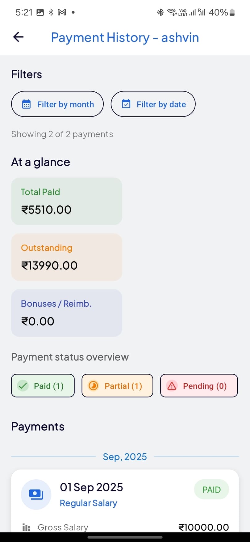 Employee Payment Tracking